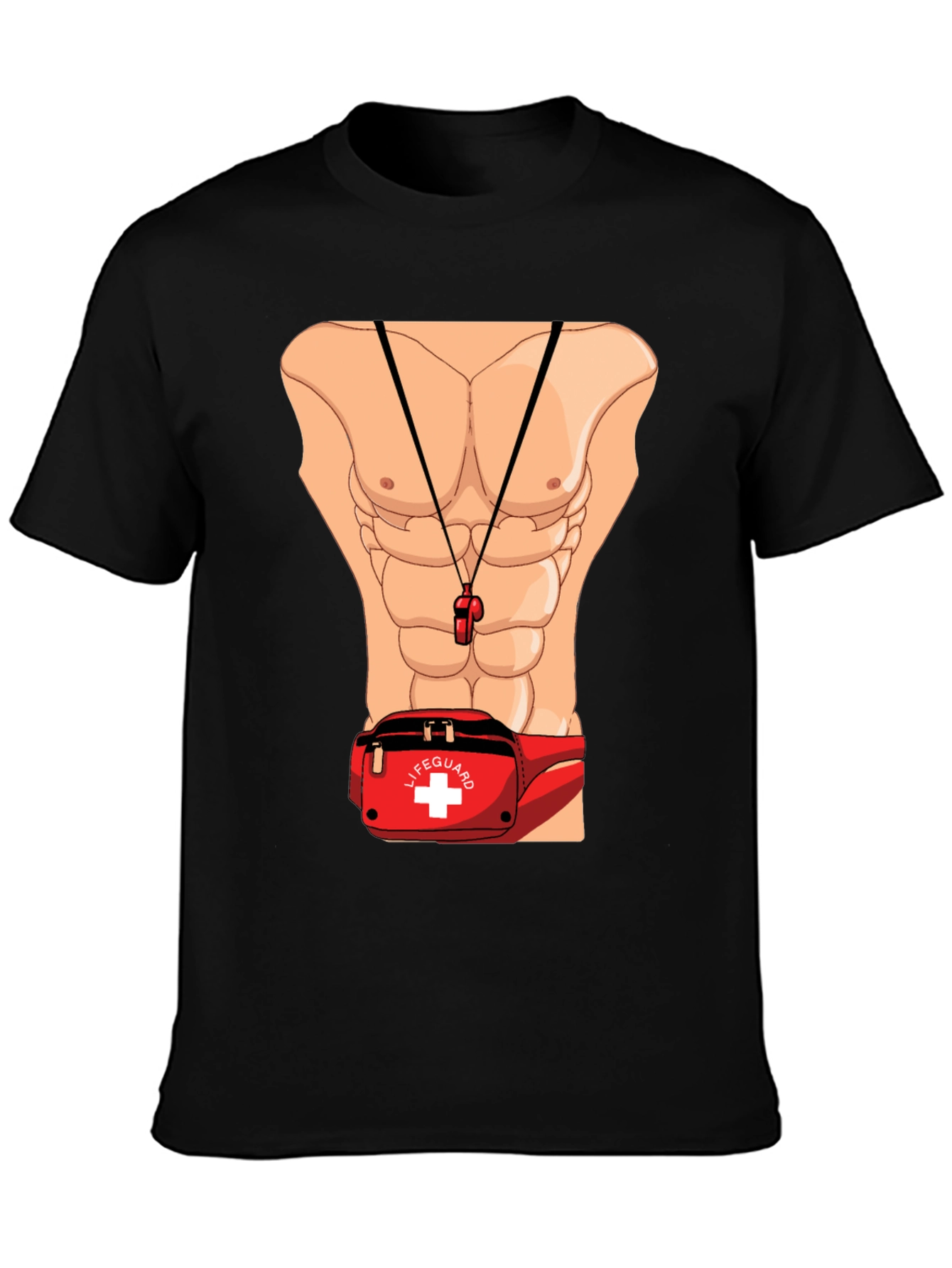 Lifeguard Abs T-Shirt Novelty Costume Design