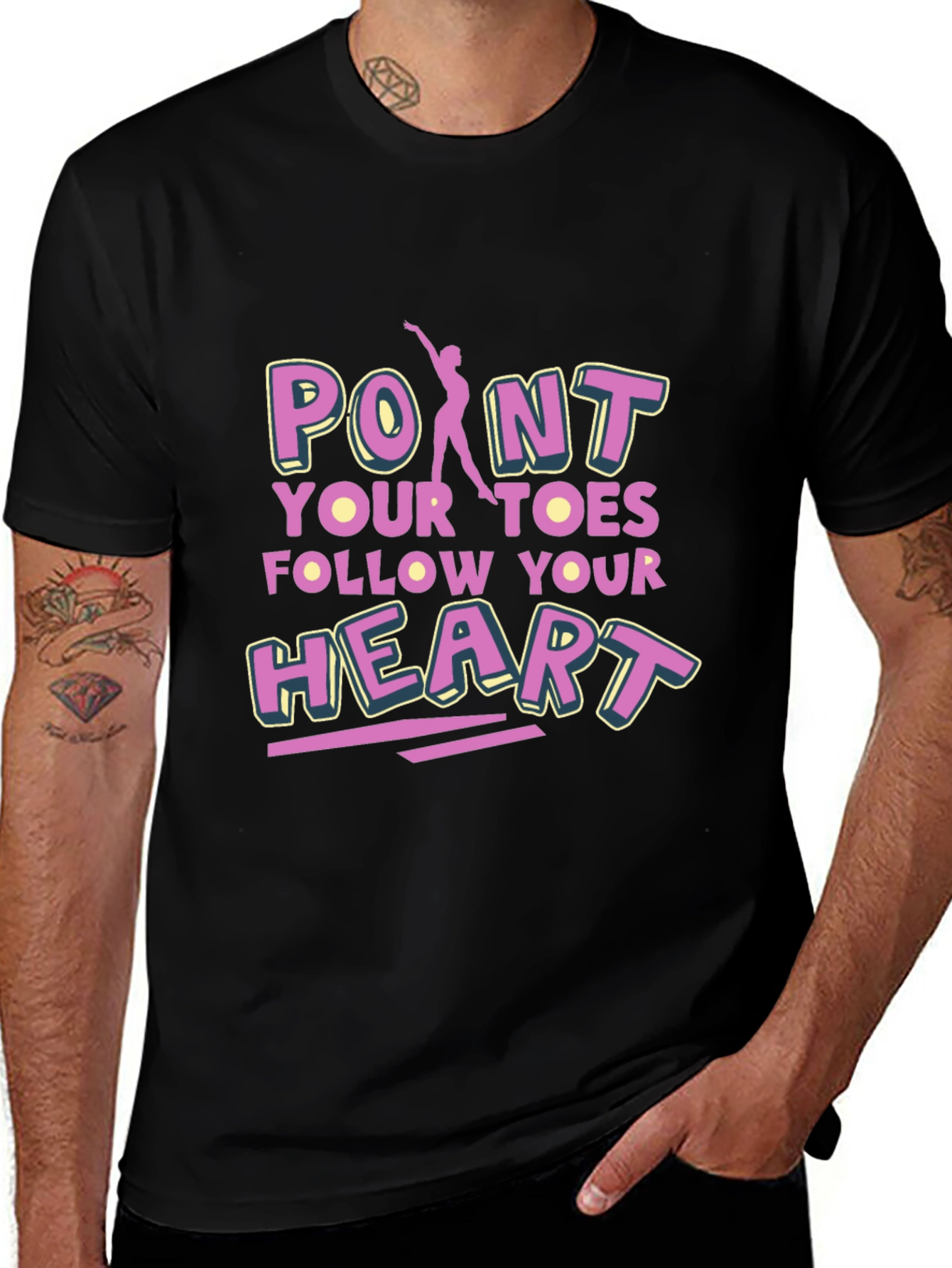 Point Your Toes Follow Your Heart Black T-Shirt