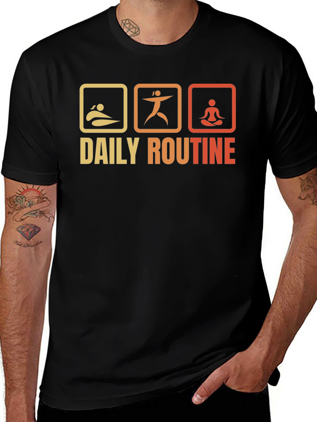 Daily Routine T-Shirt - Swim Exercise Meditate