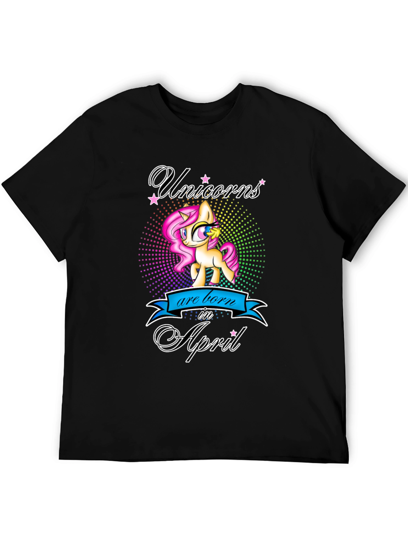 Unicorns Born in April Black T-Shirt