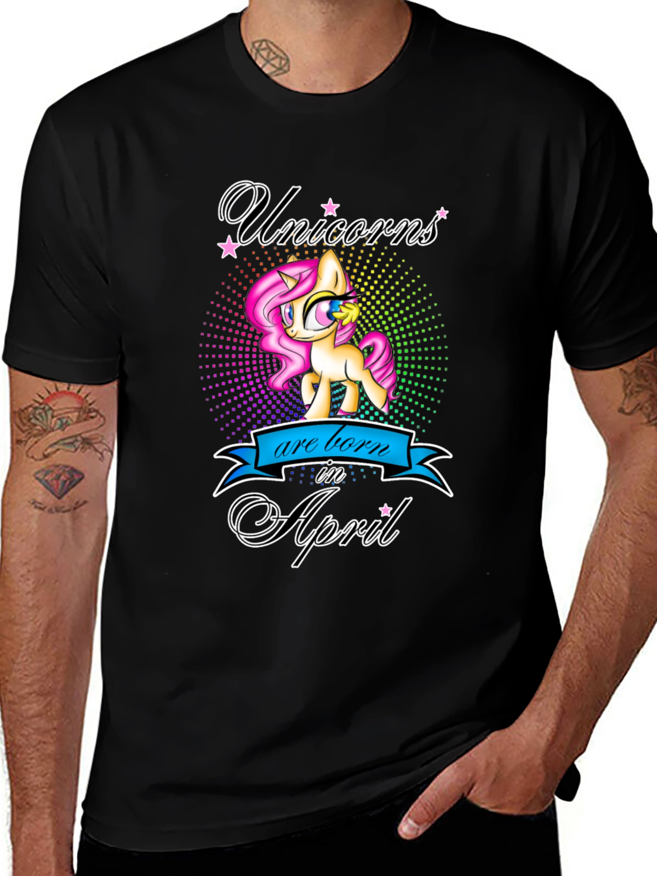 Unicorns Born in April Black T-Shirt