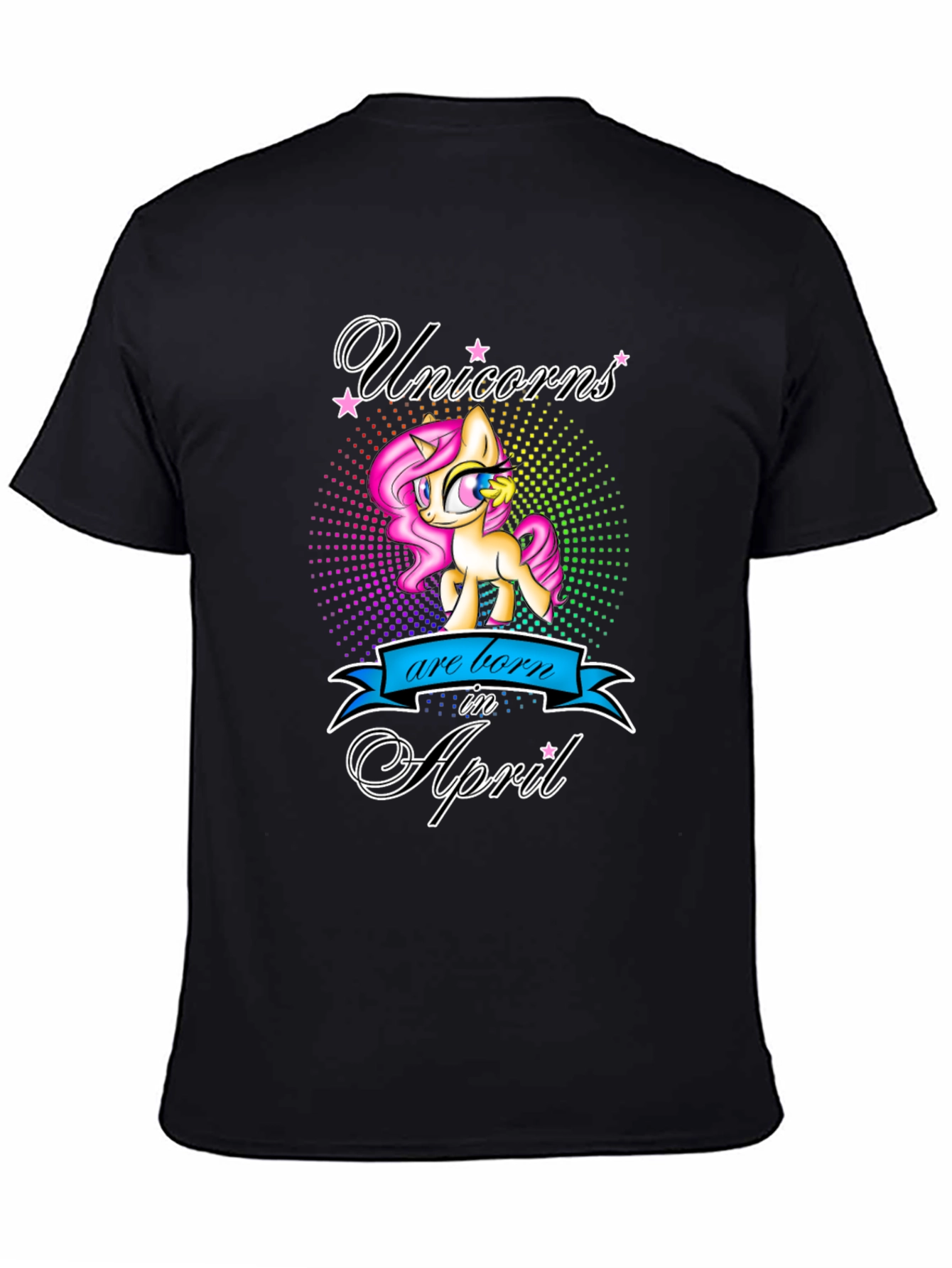 Unicorns Born in April Black T-Shirt