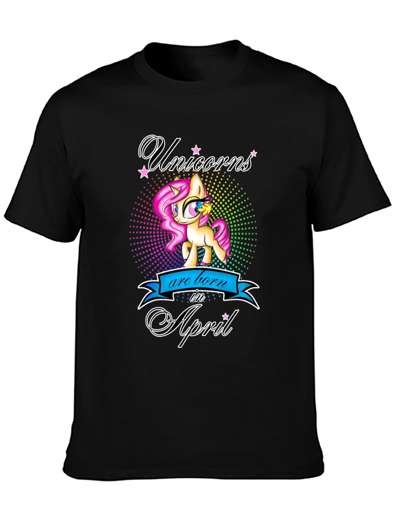 Unicorns Born in April Black T-Shirt