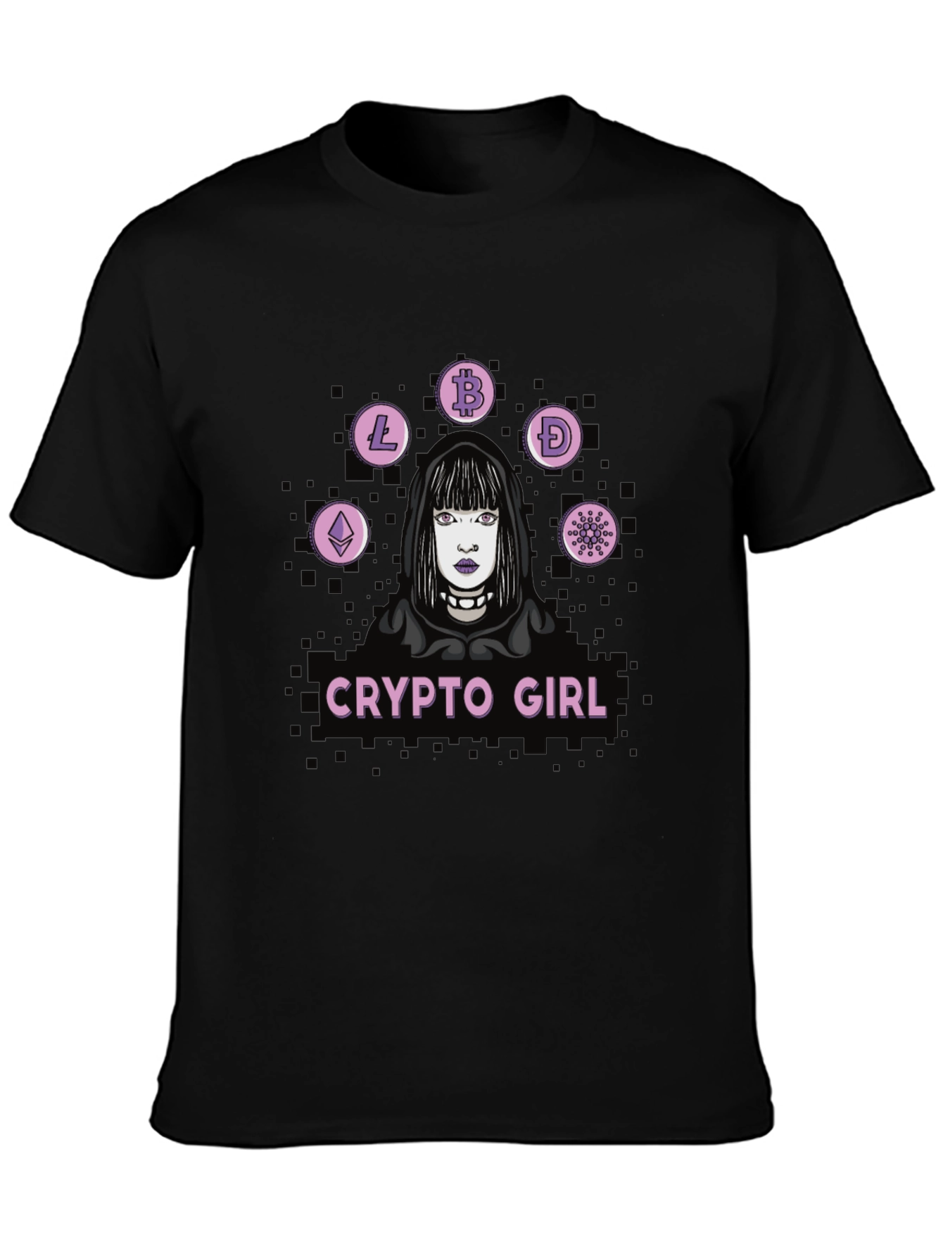 Crypto Girl Black Graphic T-Shirt