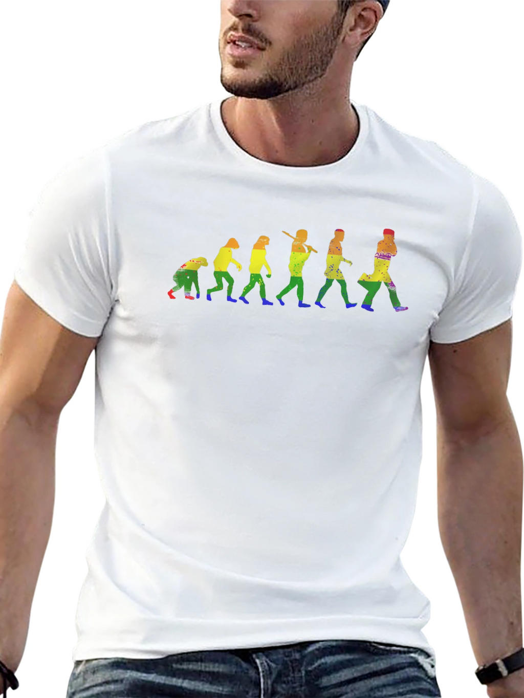Evolution of Man Rainbow Graphic T-Shirt