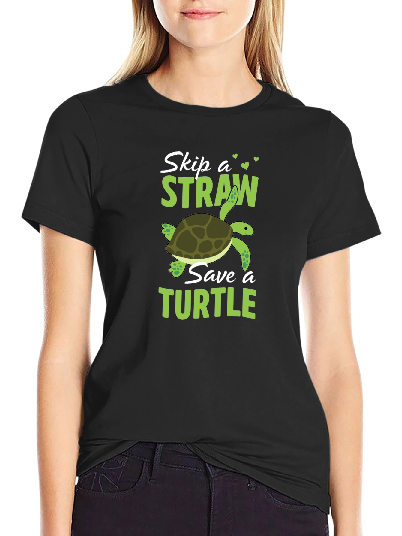 Skip a Straw Save a Turtle Graphic T-Shirt