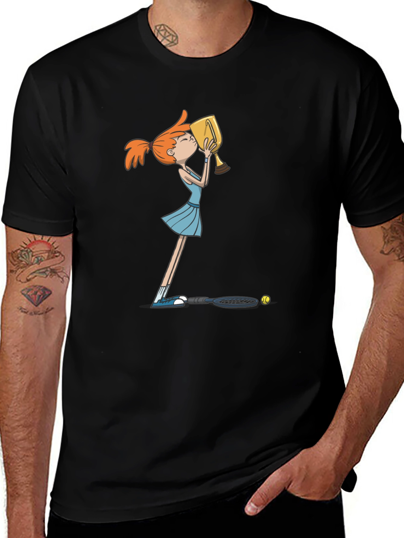 Tennis Winner Graphic T-Shirt - Black