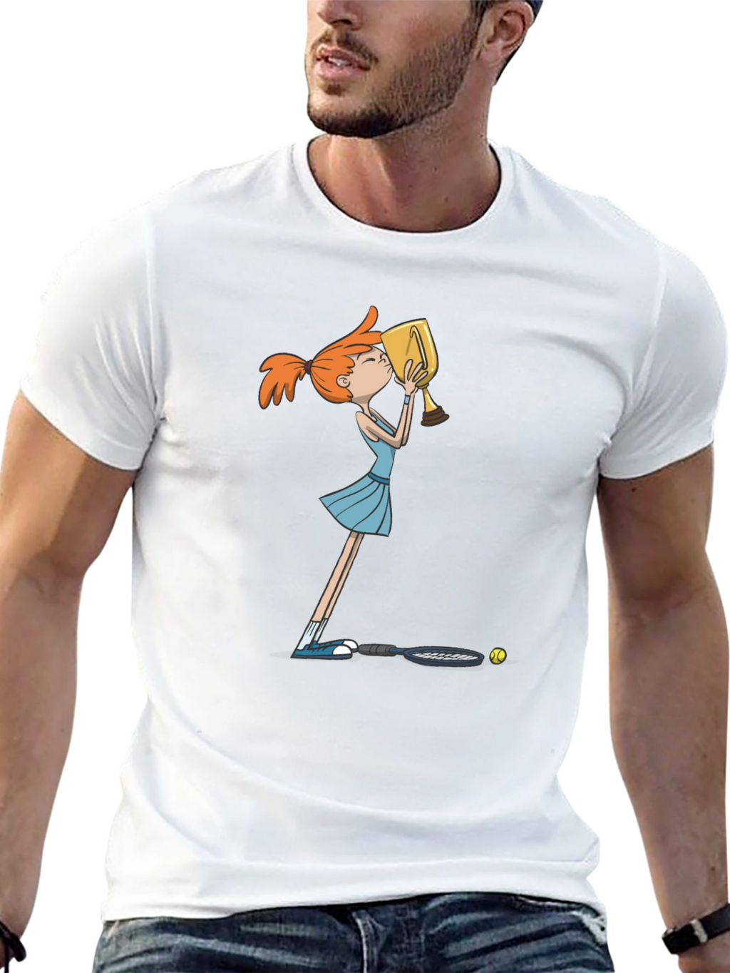 Tennis Winner Graphic T-Shirt - Black