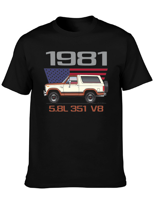 1981 Bronco 5.8L 351 V8 T-Shirt - Classic Car Graphic Tee