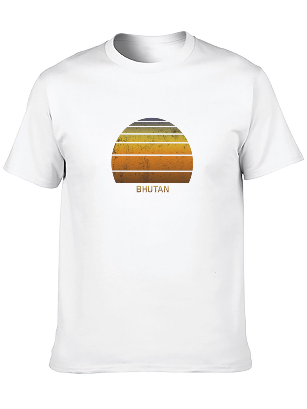 Bhutan Sunset Graphic Tee - Retro Style Black T-Shirt