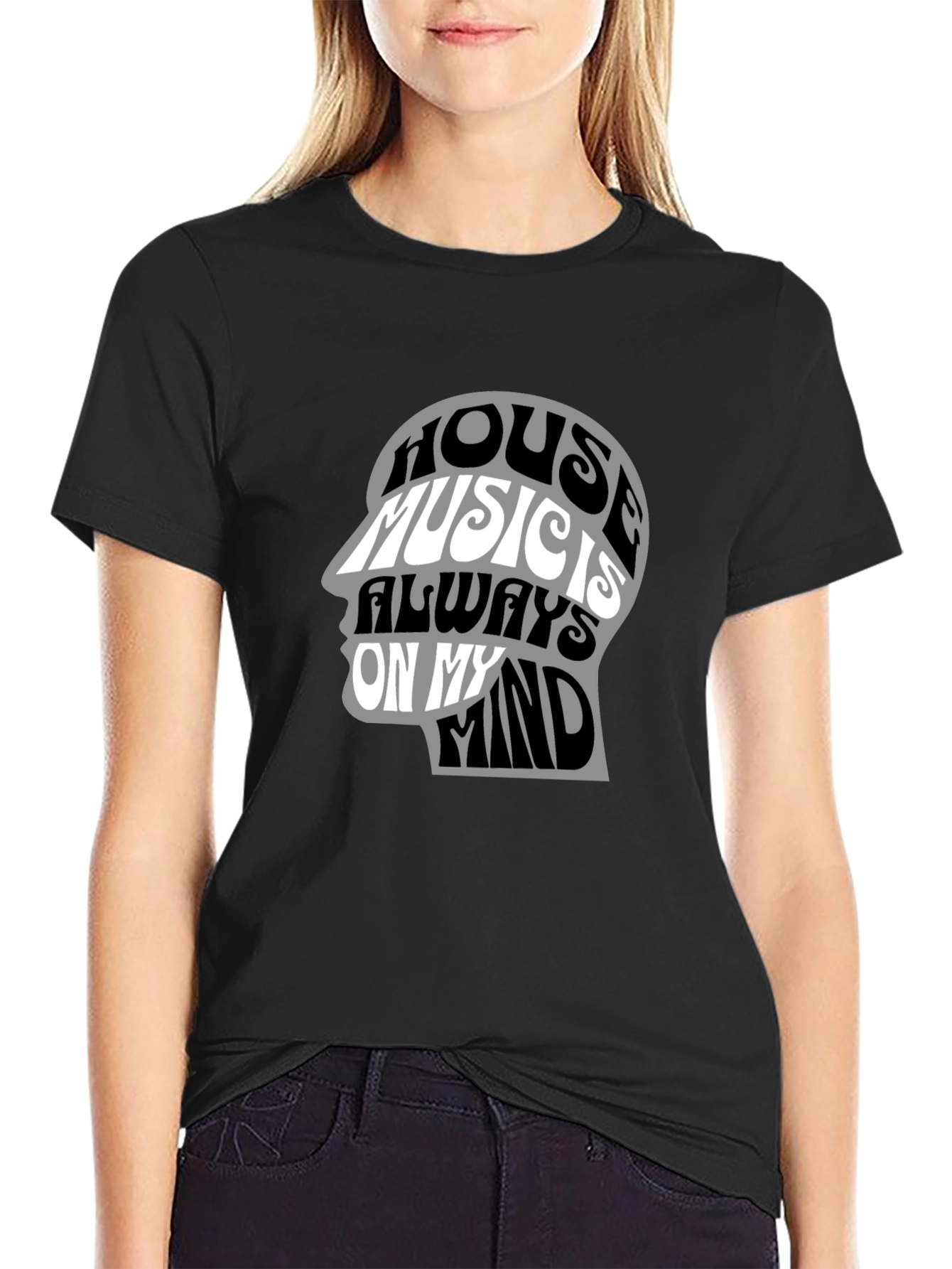 House Music Mind Graphic Tee - Black Cotton