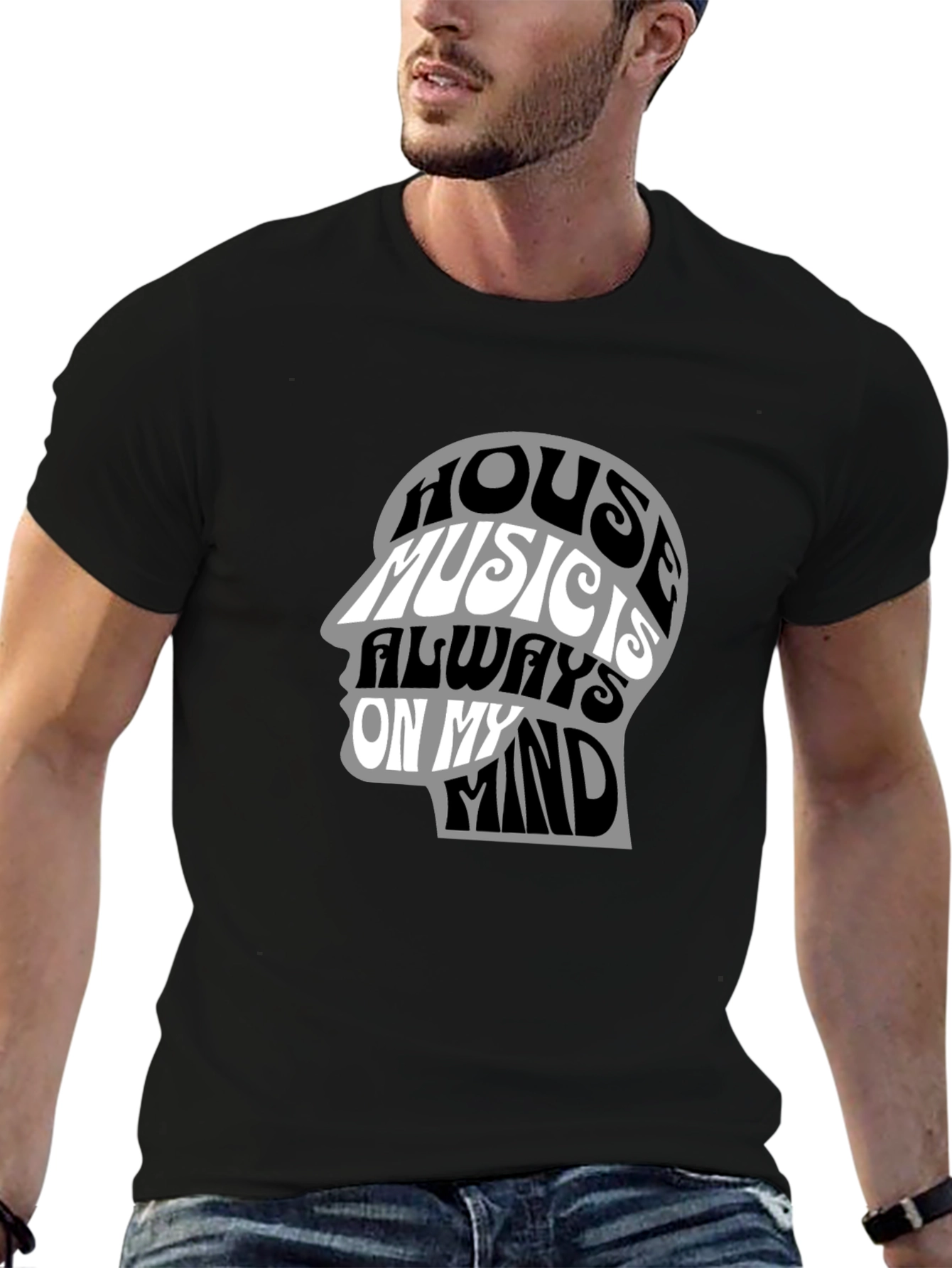 House Music Mind Graphic Tee - Black Cotton