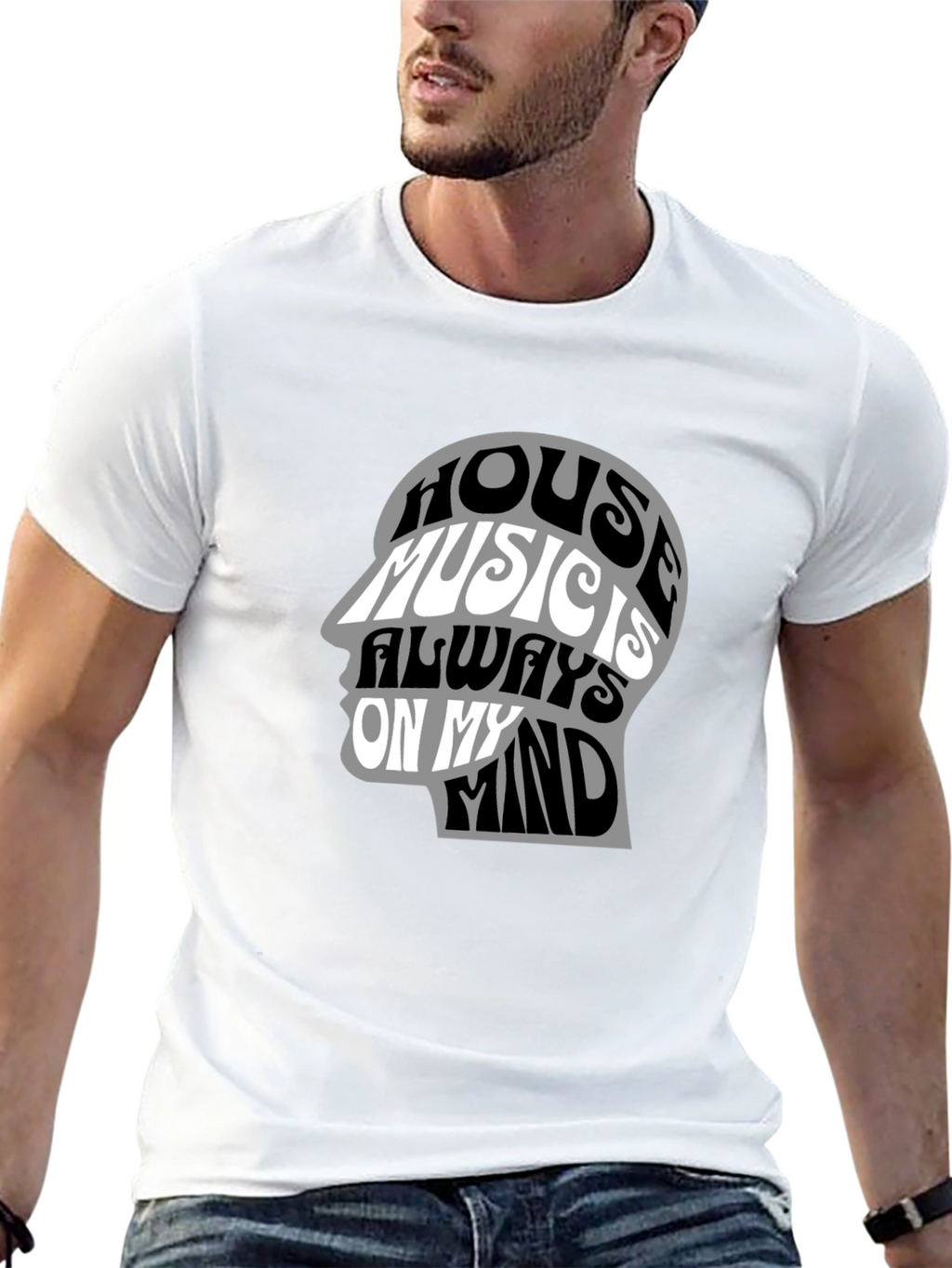 House Music Mind Graphic Tee - Black Cotton
