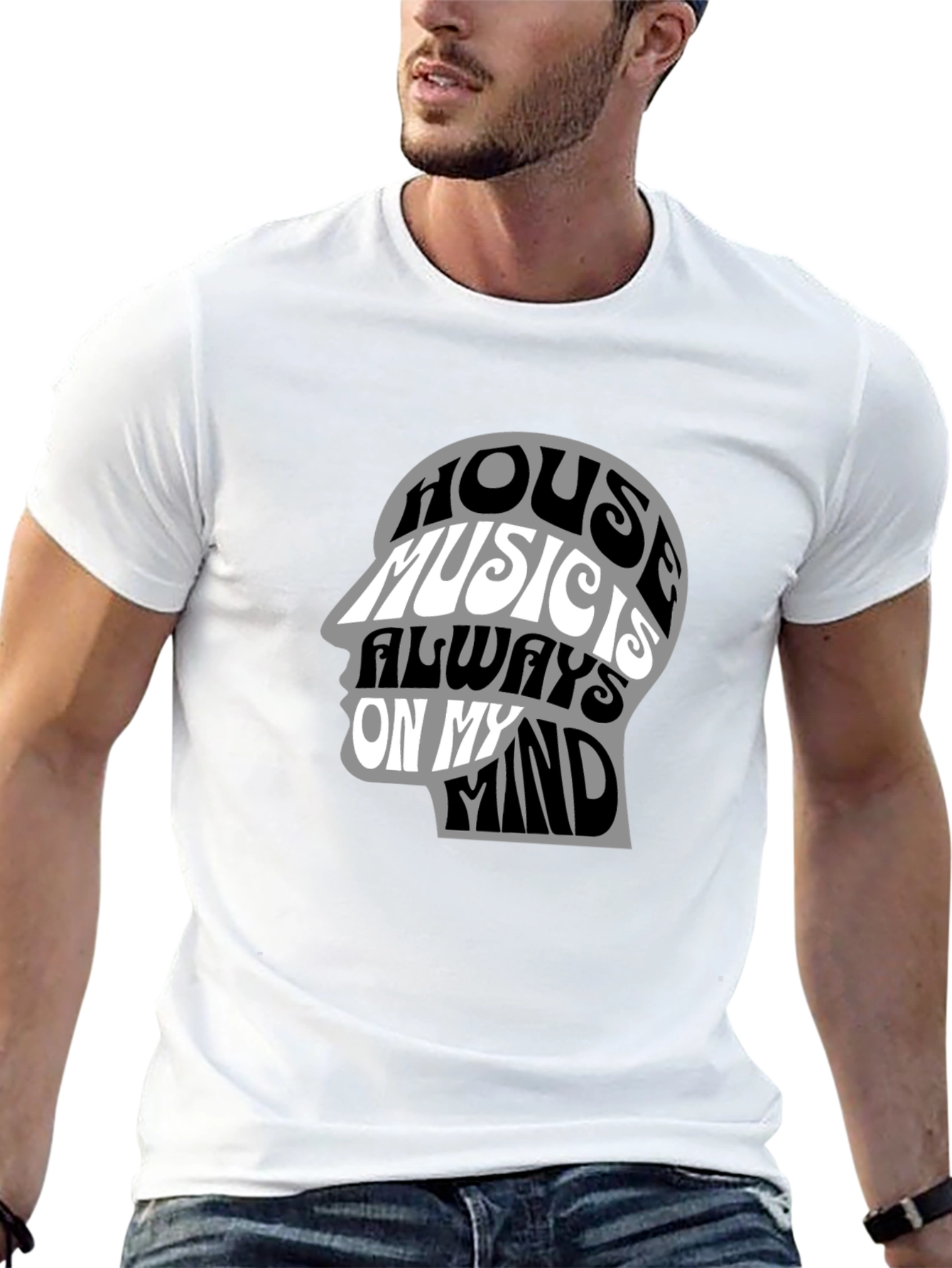 House Music Mind Graphic Tee - Black Cotton