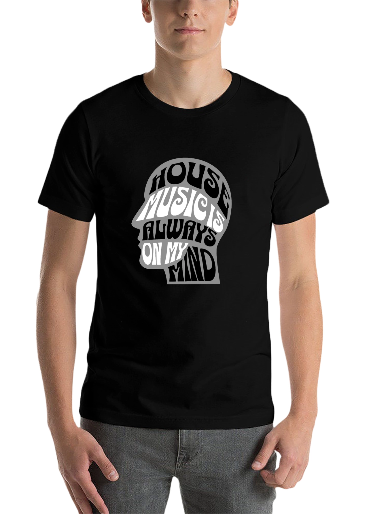 House Music Mind Graphic Tee - Black Cotton