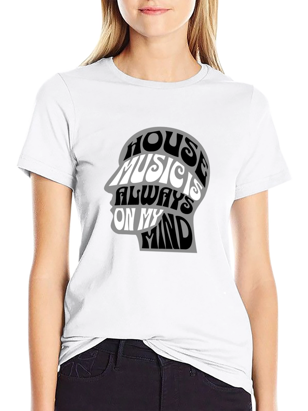House Music Mind Graphic Tee - Black Cotton