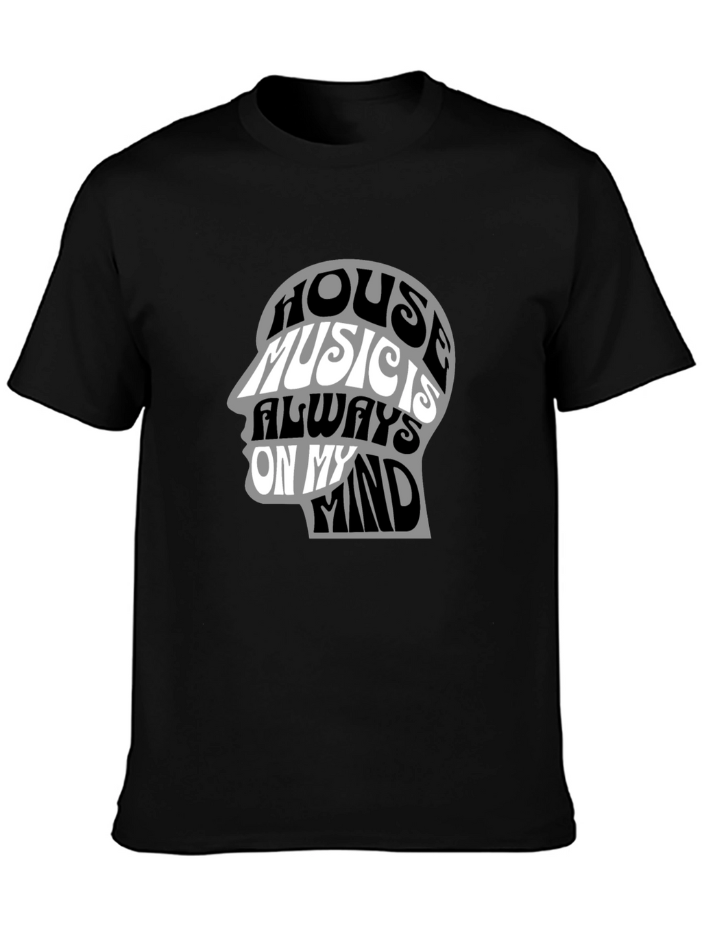 House Music Mind Graphic Tee - Black Cotton