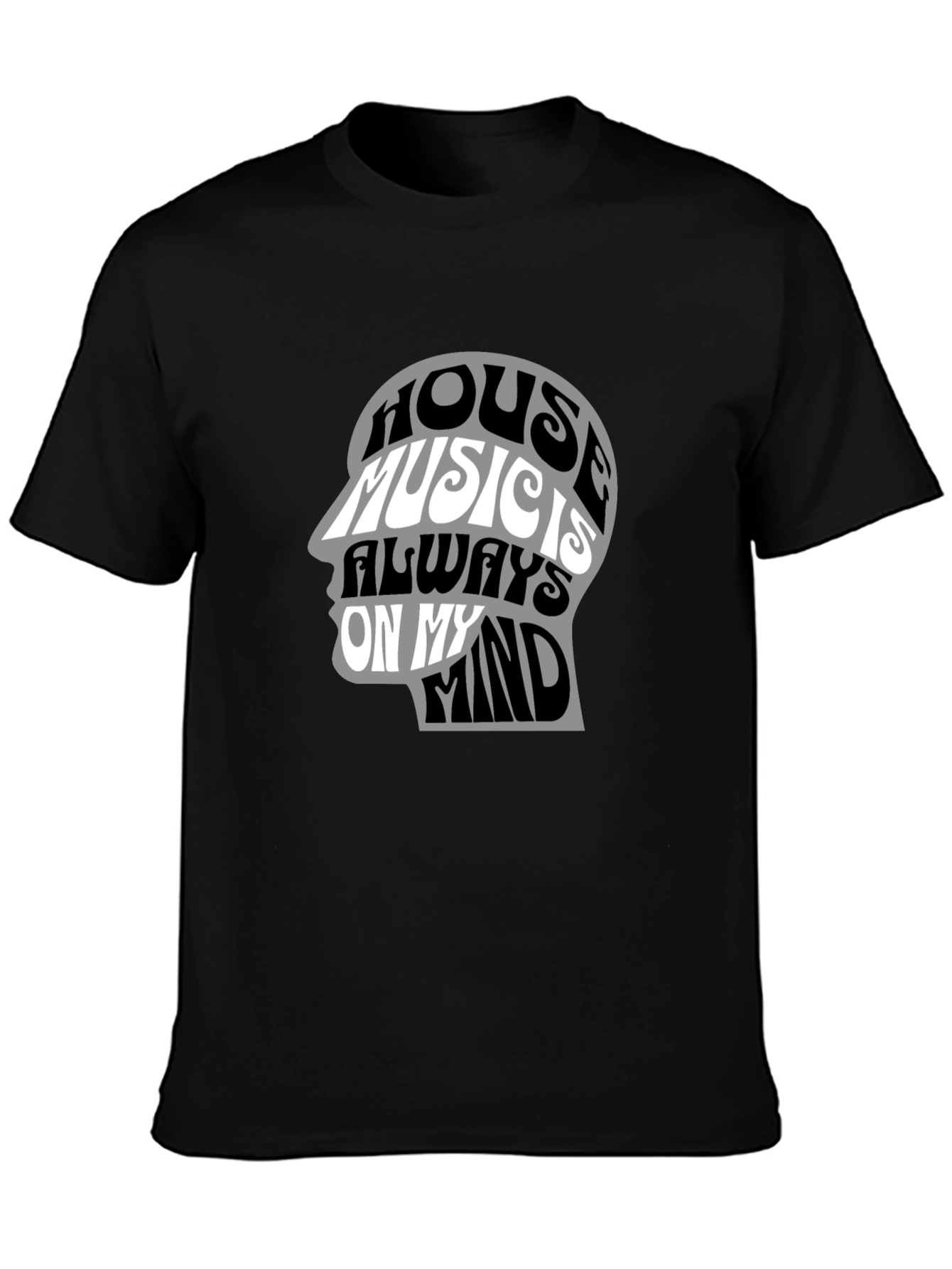 House Music Mind Graphic Tee - Black Cotton