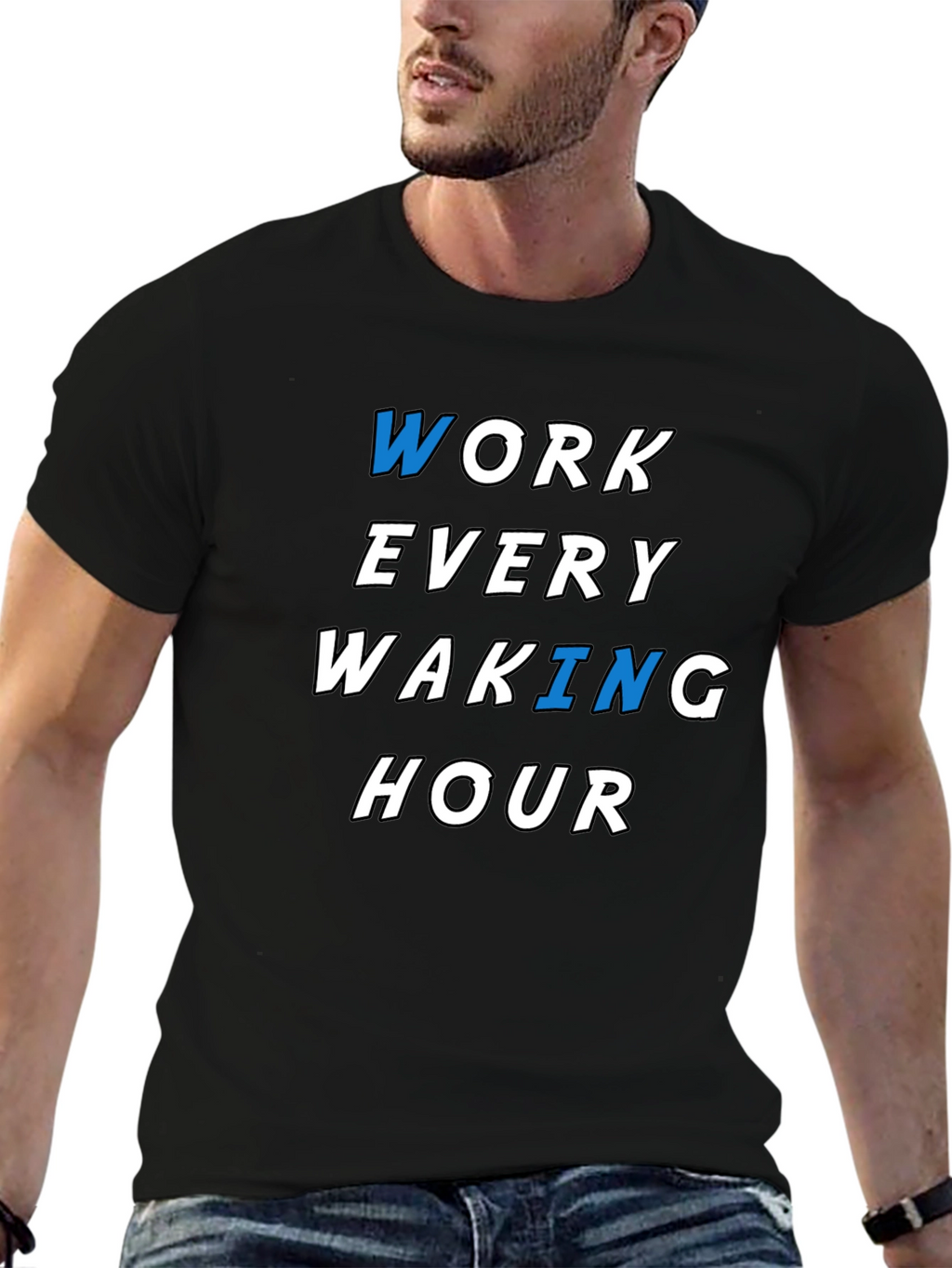 Work Every Waking Hour Graphic Tee - Black