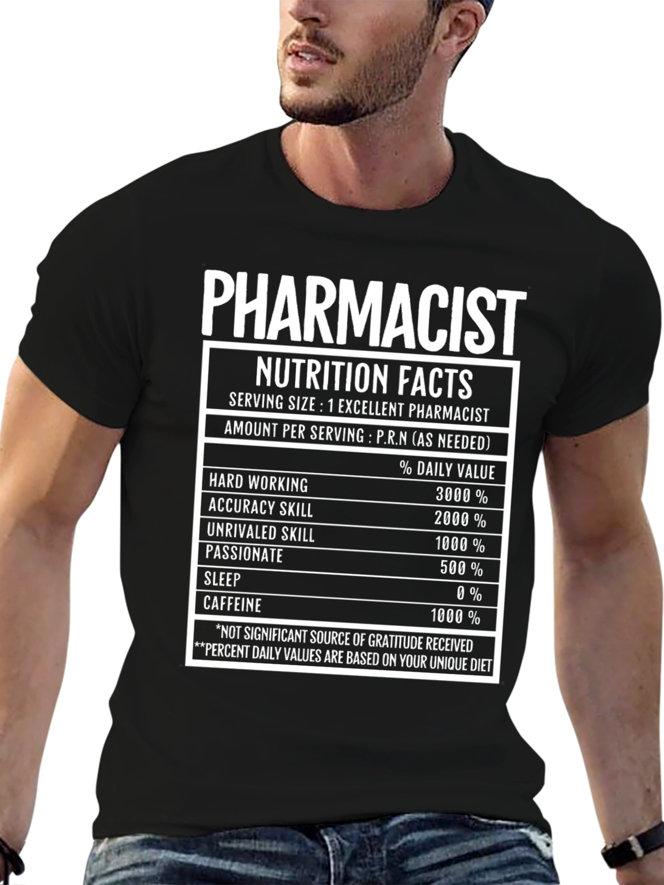 Pharmacist Nutrition Facts T-Shirt Funny Pharmacy Tee