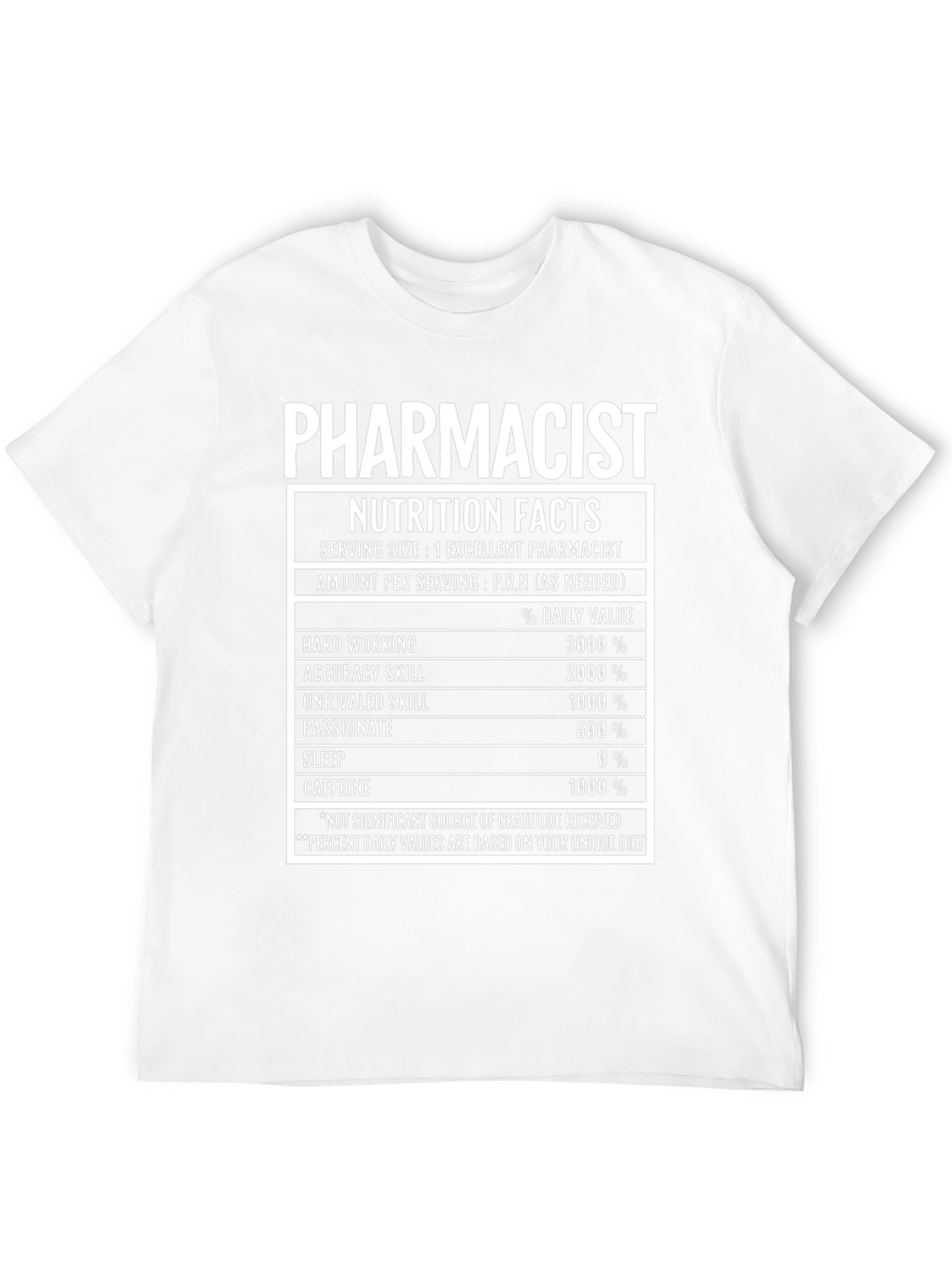 Pharmacist Nutrition Facts T-Shirt Funny Pharmacy Tee