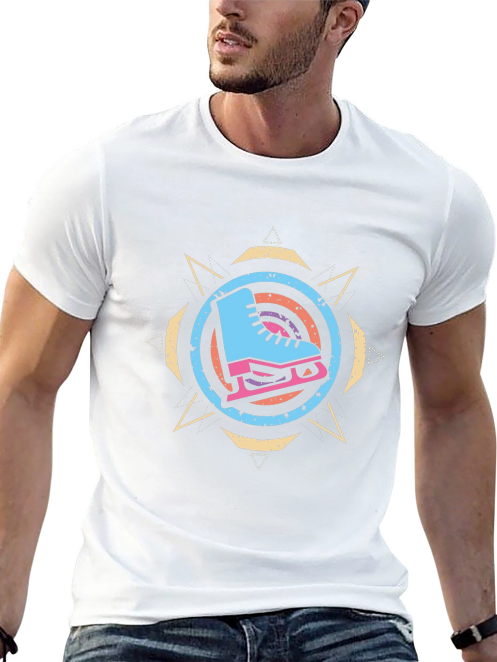 Ice Skate Graphic Tee - Retro Style Black T-Shirt