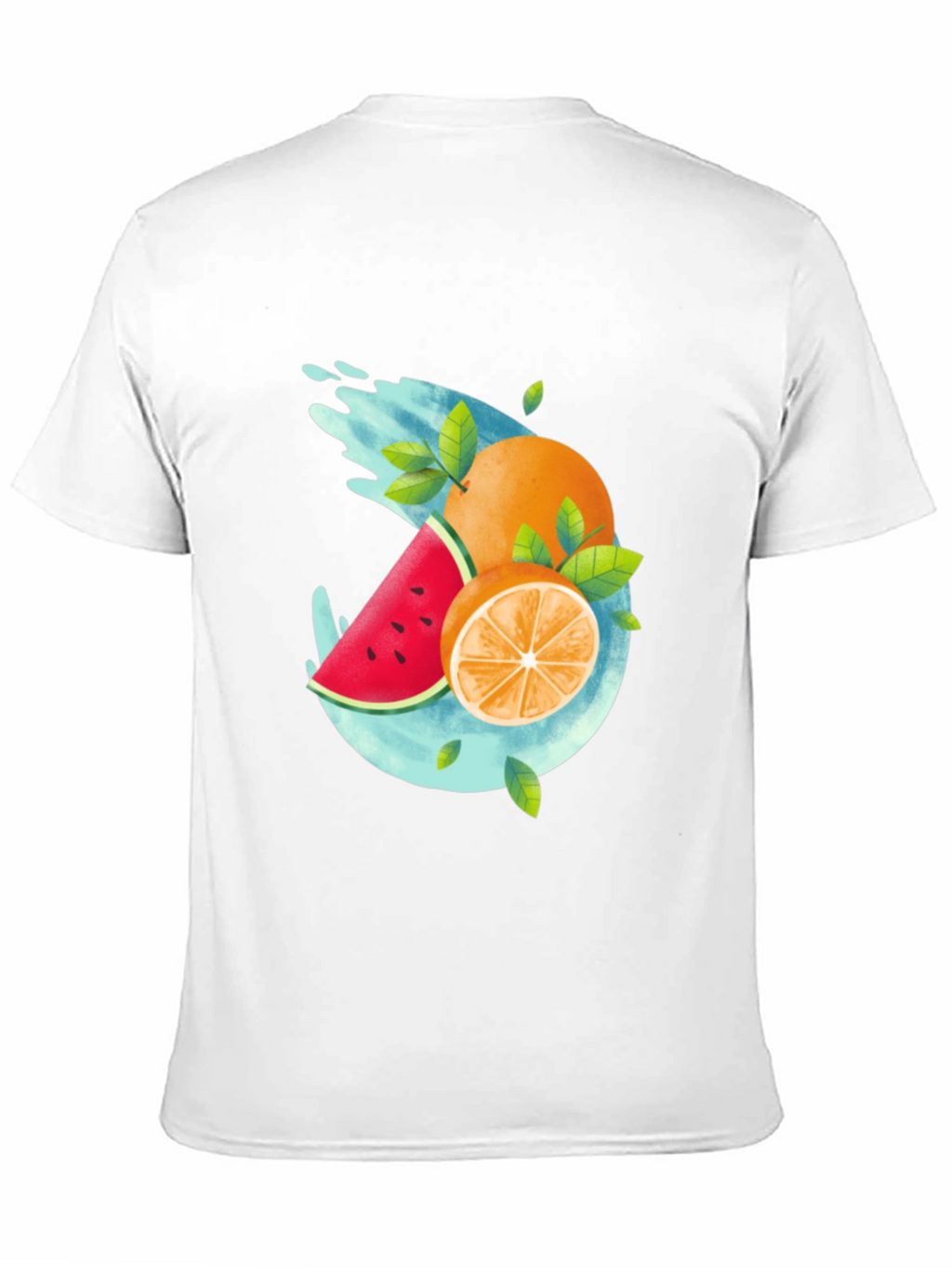 Summer Fruit Splash Graphic Tee - Black Casual T-Shirt