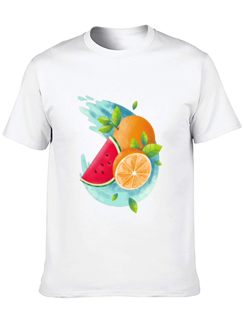 Summer Fruit Splash Graphic Tee - Black Casual T-Shirt