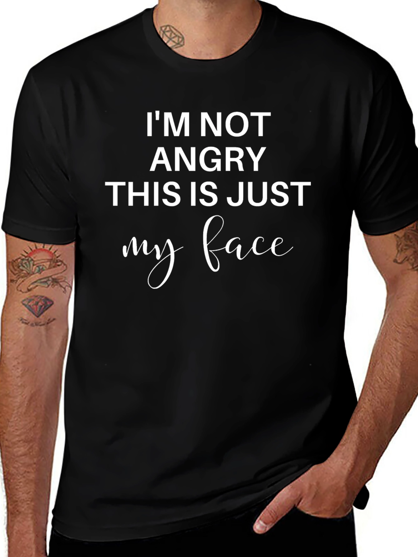 Funny Sarcastic T-Shirt - Im Not Angry This Is Just My Face