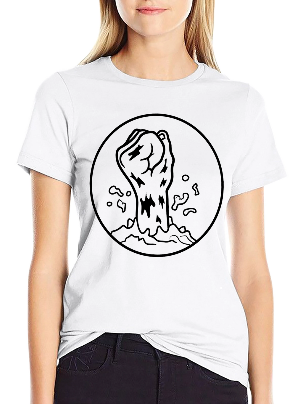 Rising Fist Graphic Tee - Black Cotton Blend