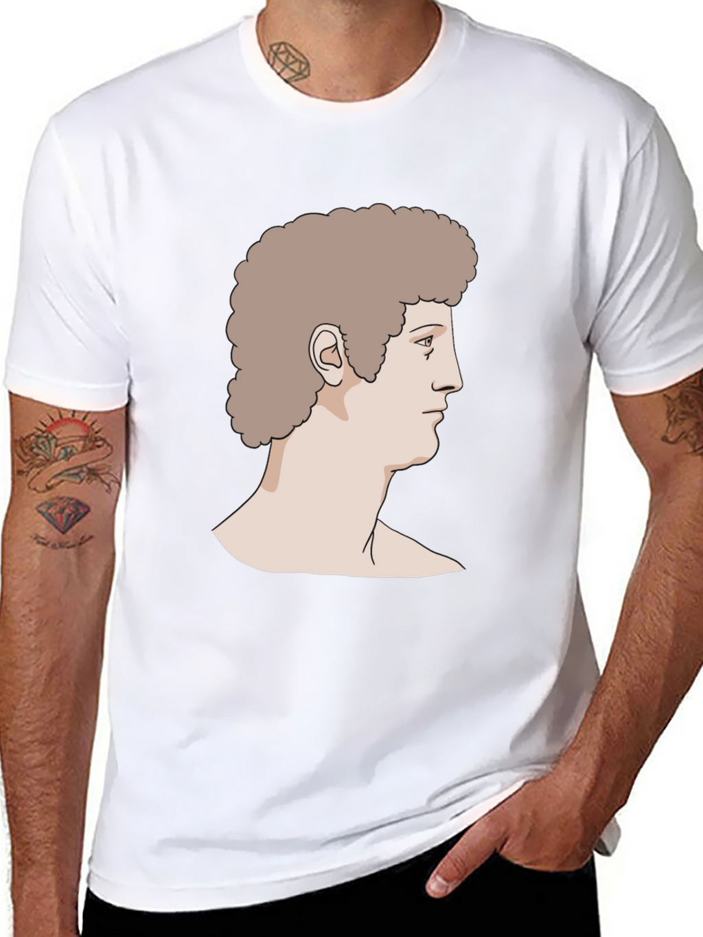 Retro Bust Graphic Print Black T-Shirt