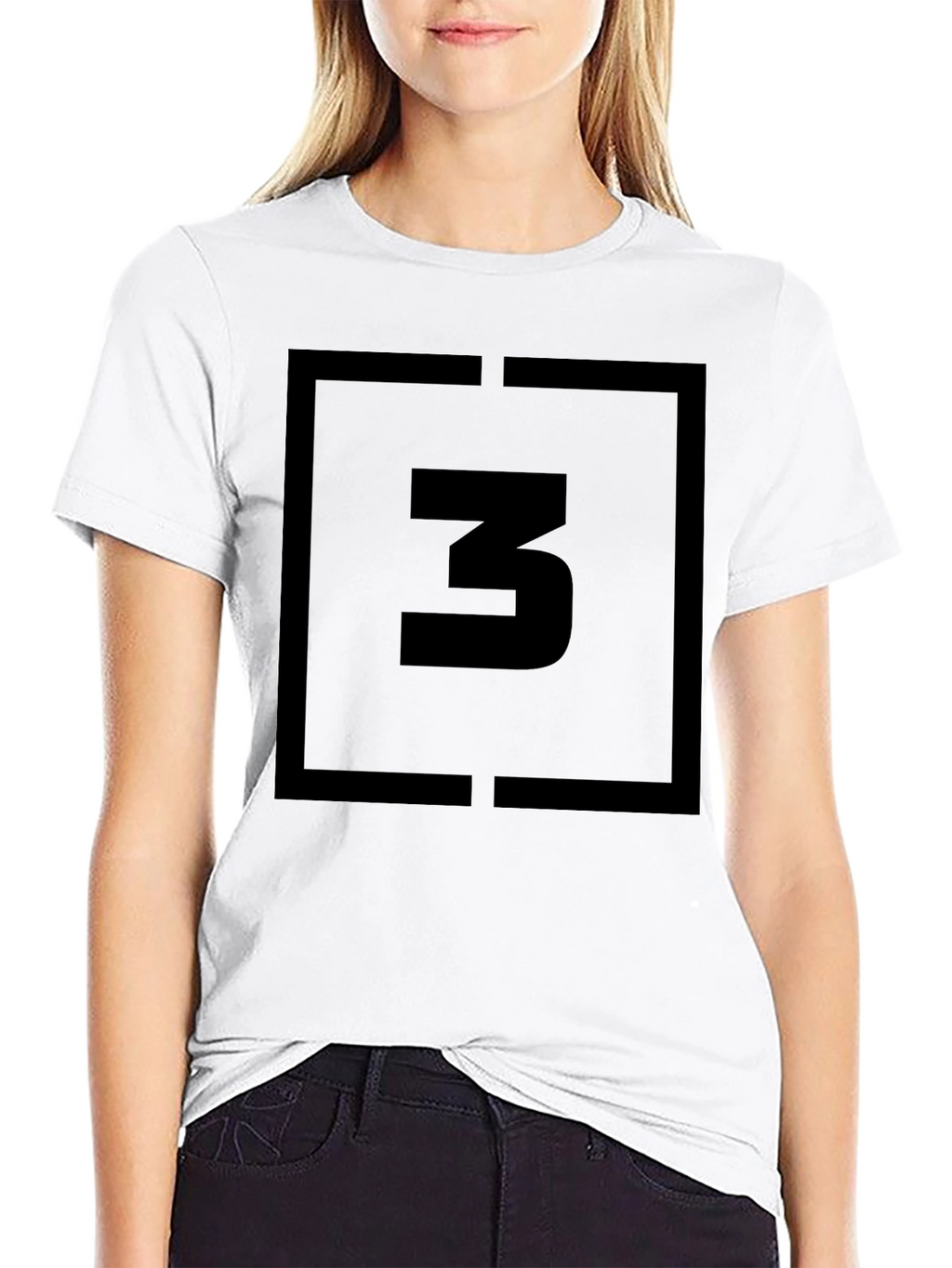 Black T-Shirt with Bold Number 3 Graphic