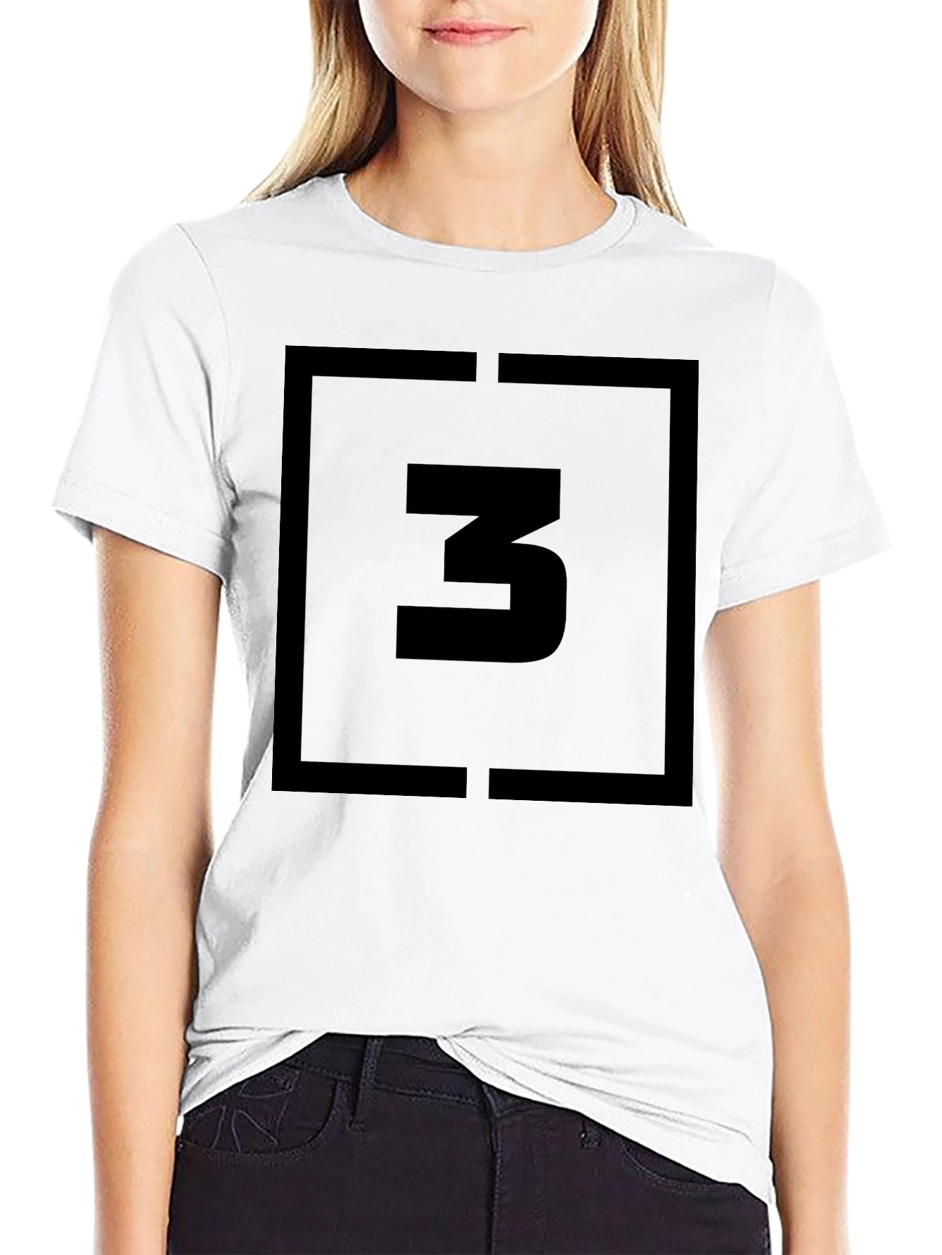 Black T-Shirt with Bold Number 3 Graphic