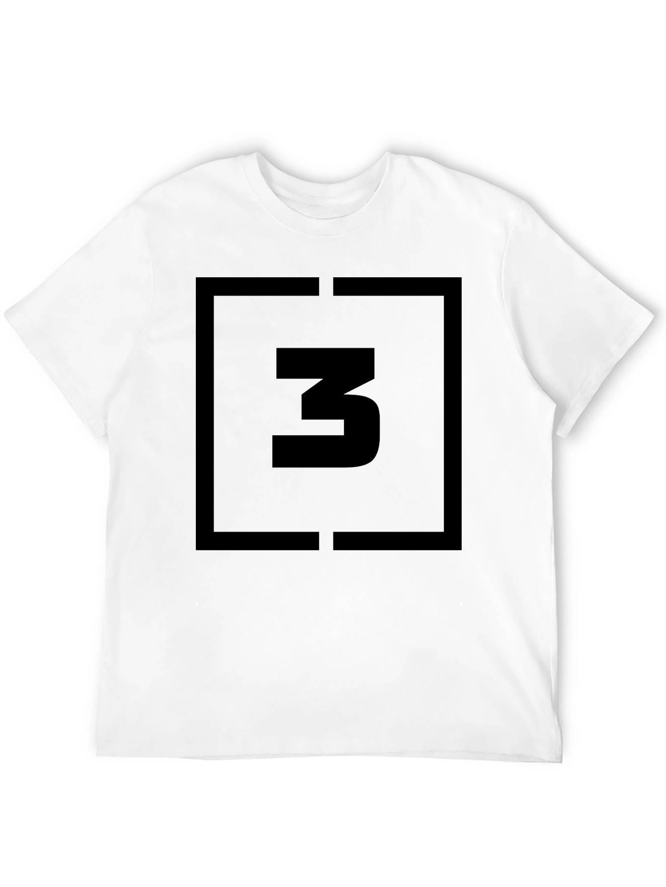 Black T-Shirt with Bold Number 3 Graphic