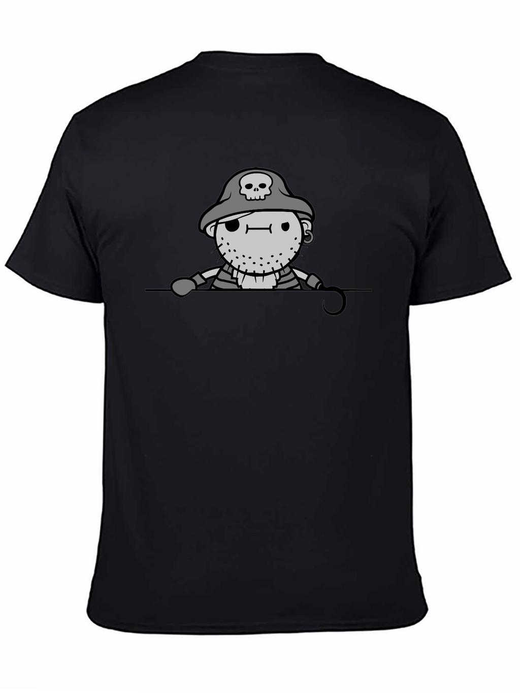 Pirate Cartoon Graphic Black T-Shirt