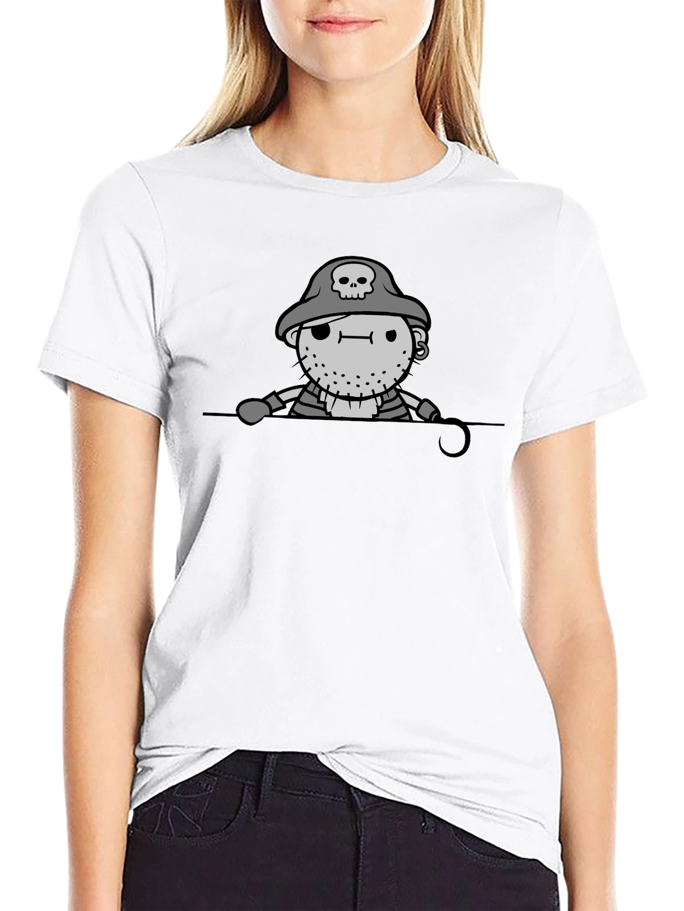 Pirate Cartoon Graphic Black T-Shirt