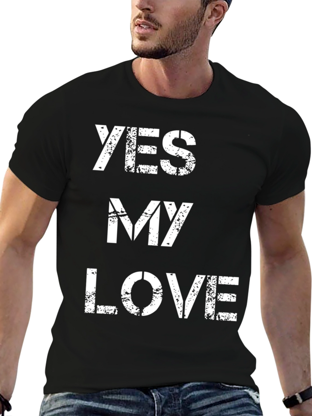 Yes My Love Graphic Tee - Black Cotton T-Shirt