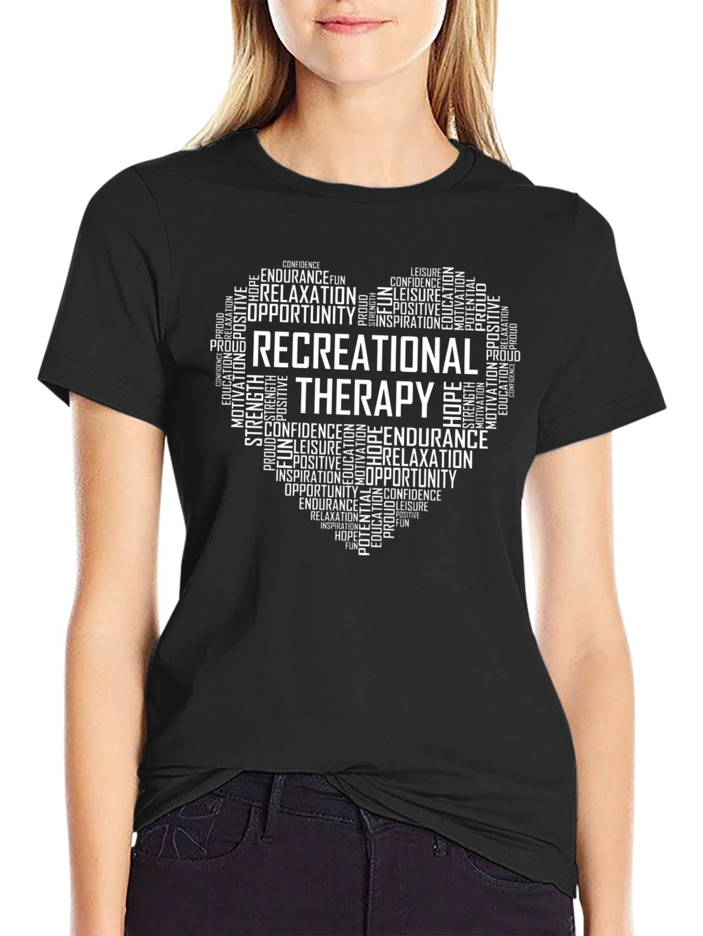 Recreational Therapy Heart Word Art T-Shirt