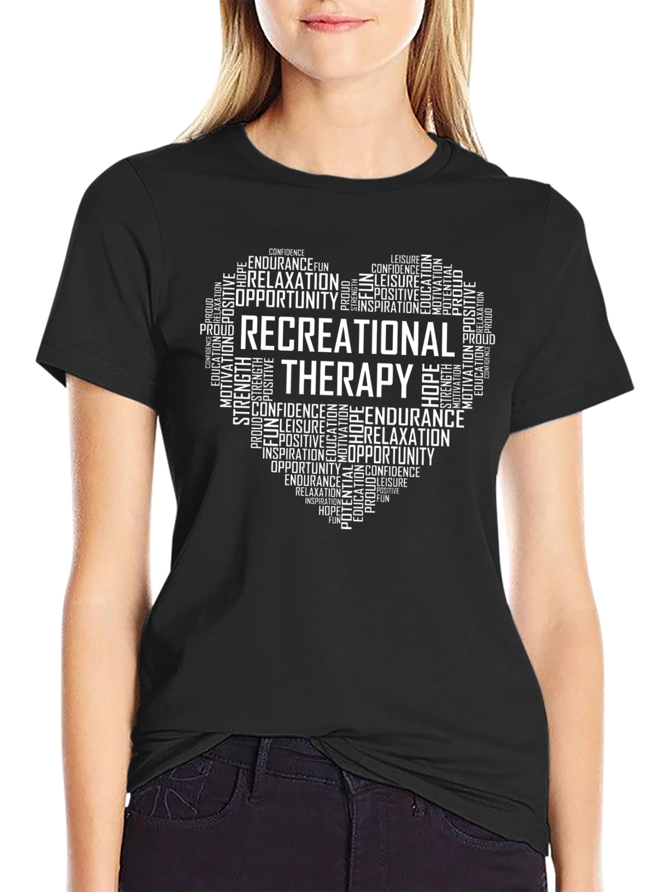 Recreational Therapy Heart Word Art T-Shirt