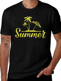 Summer Vibes Black T-Shirt Palm Tree Design
