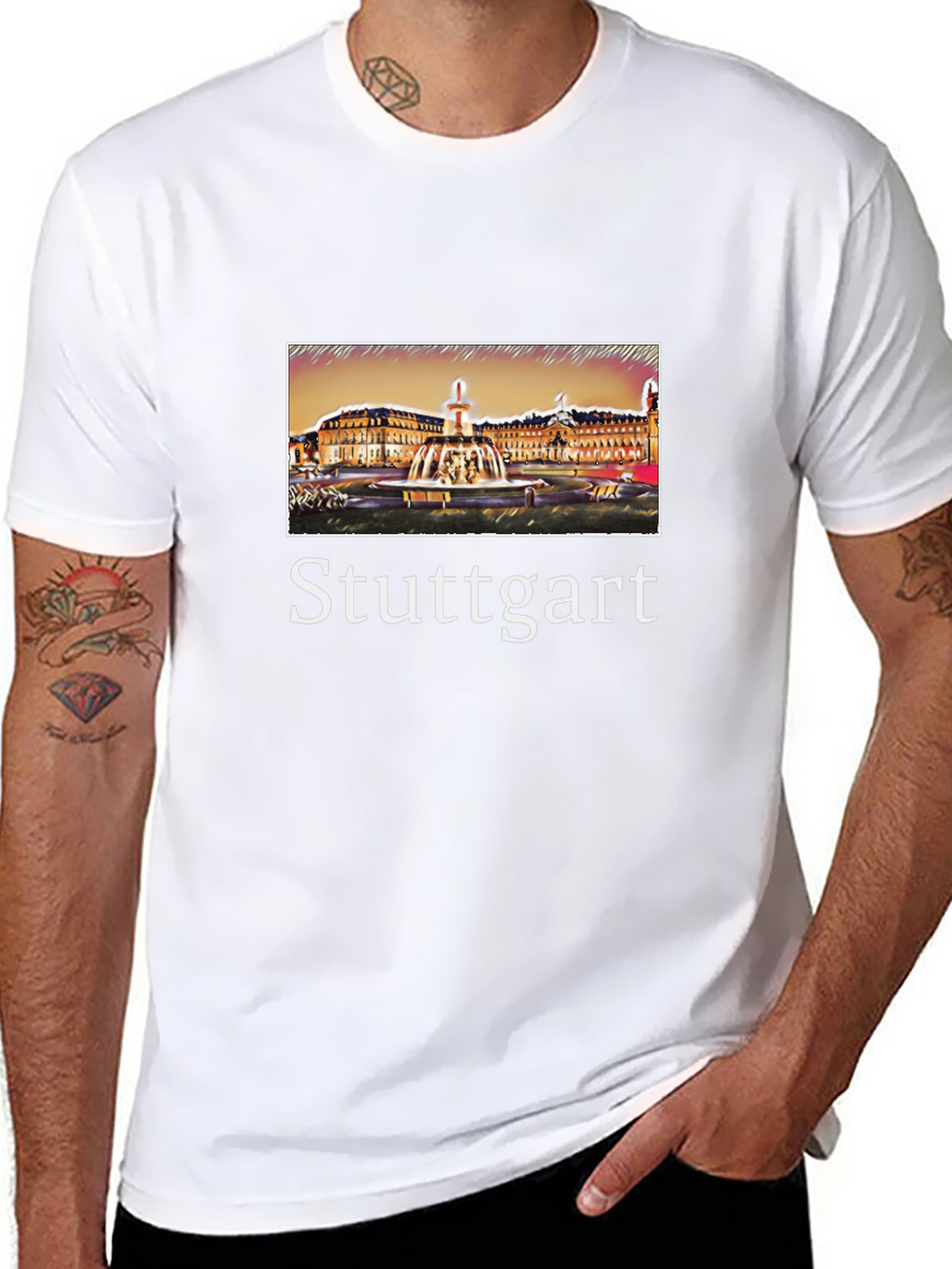 Stuttgart Germany T-Shirt City Fountain