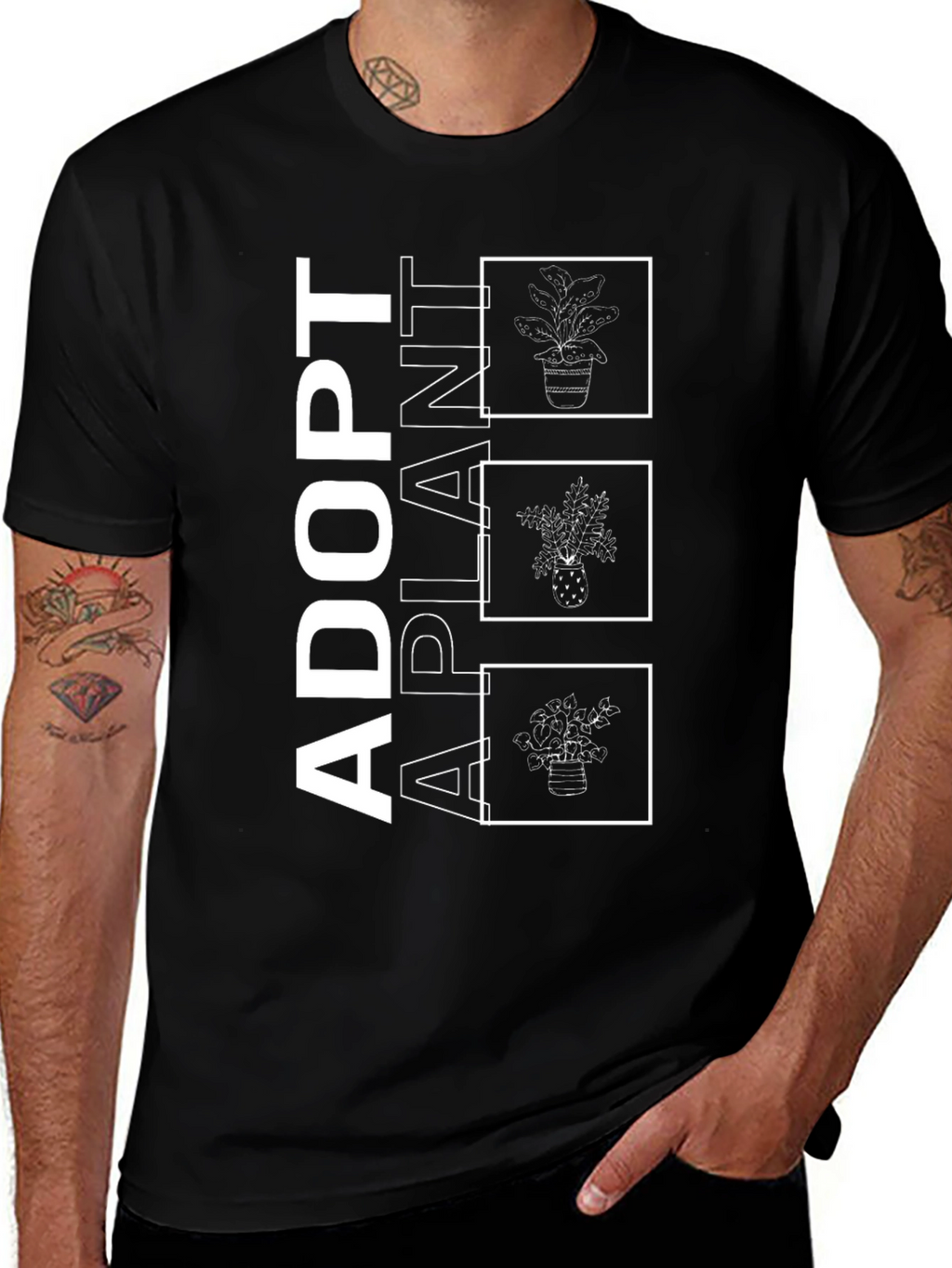 Adopt A Plant Graphic Tee - Black Cotton