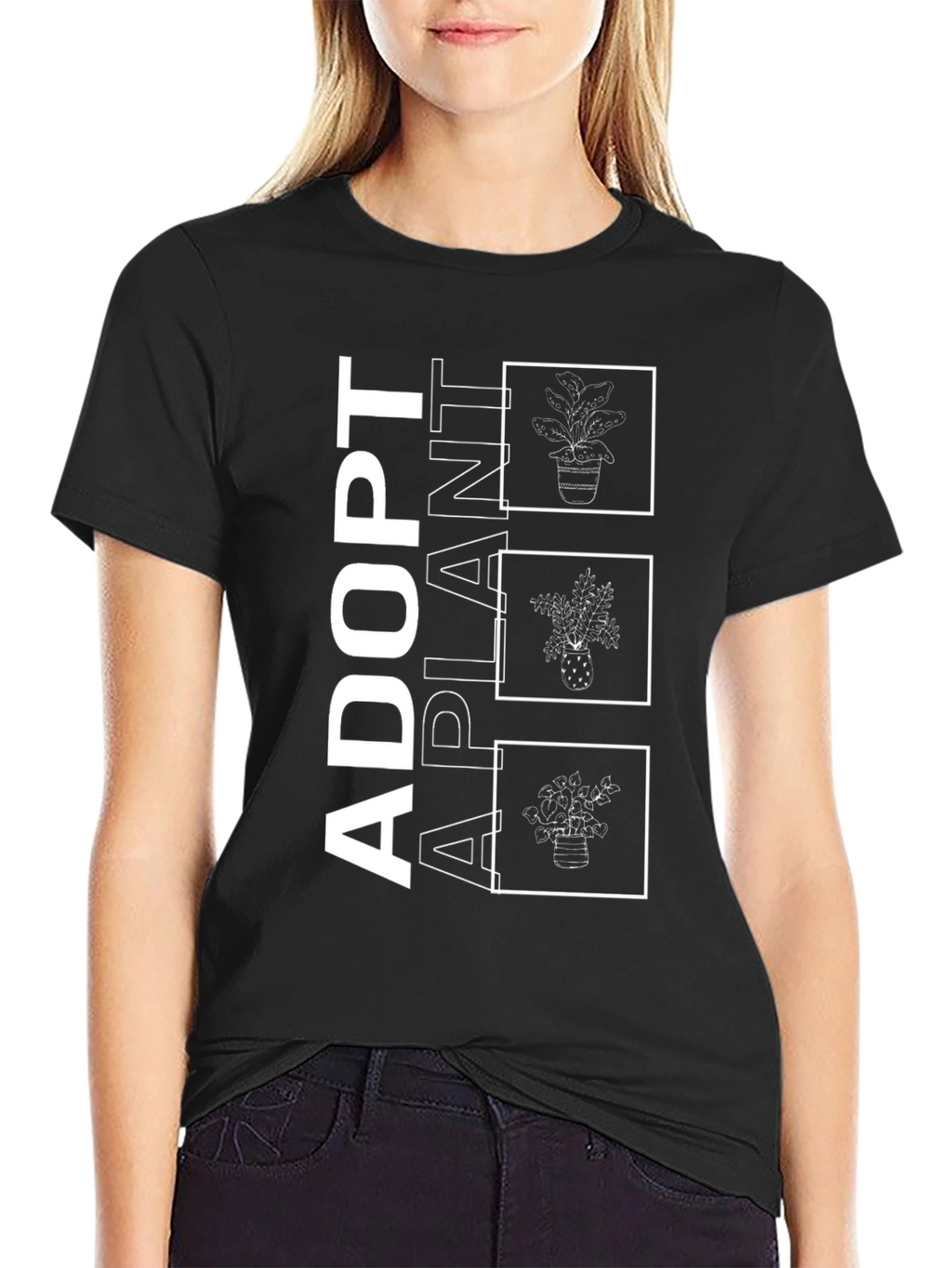 Adopt A Plant Graphic Tee - Black Cotton