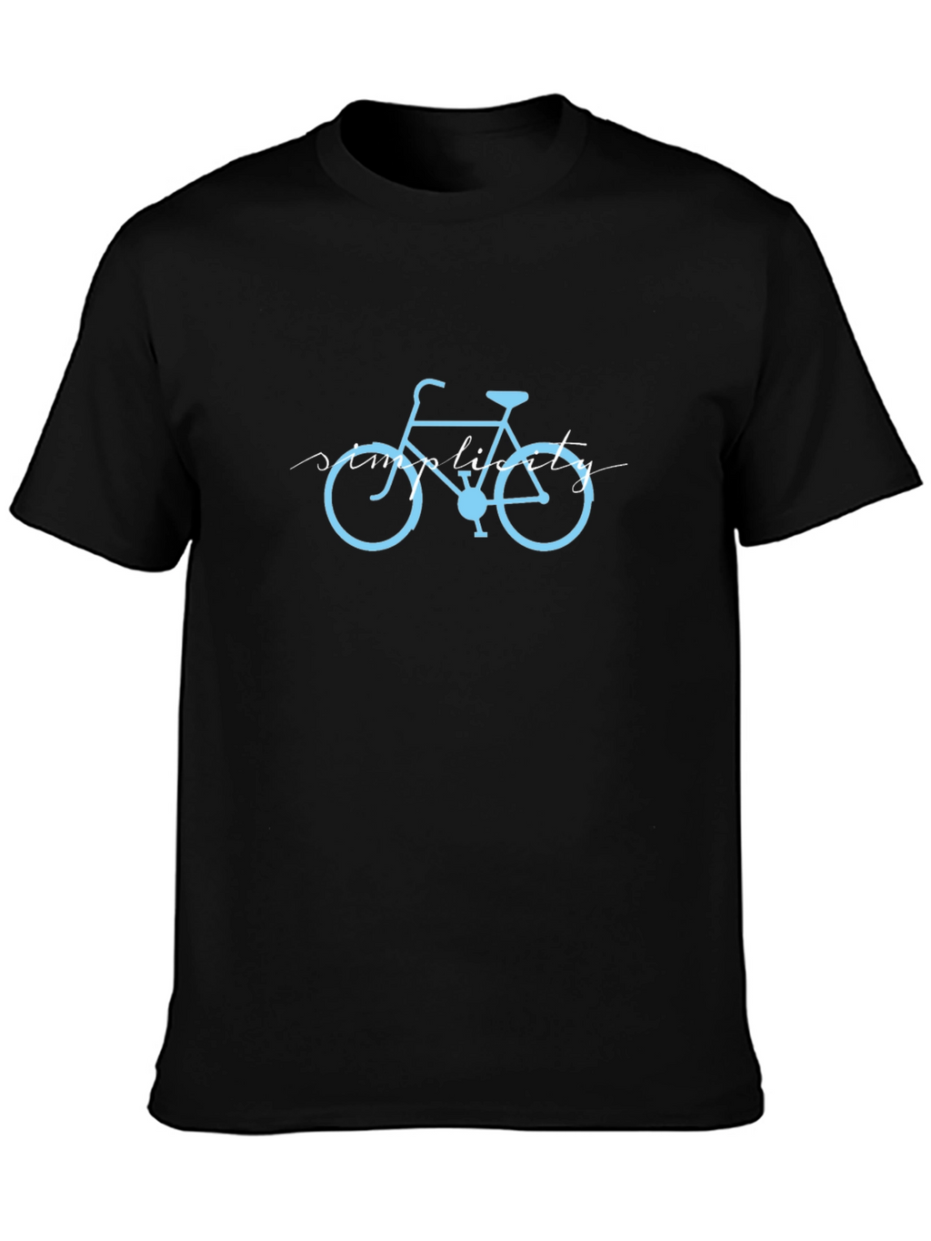 Mens Black T-Shirt with Light Blue Bike Graphic
