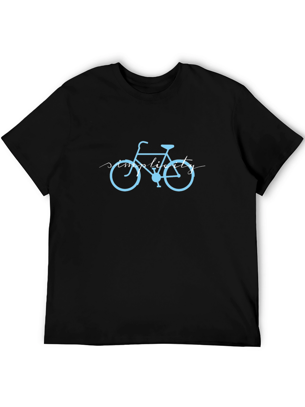 Mens Black T-Shirt with Light Blue Bike Graphic