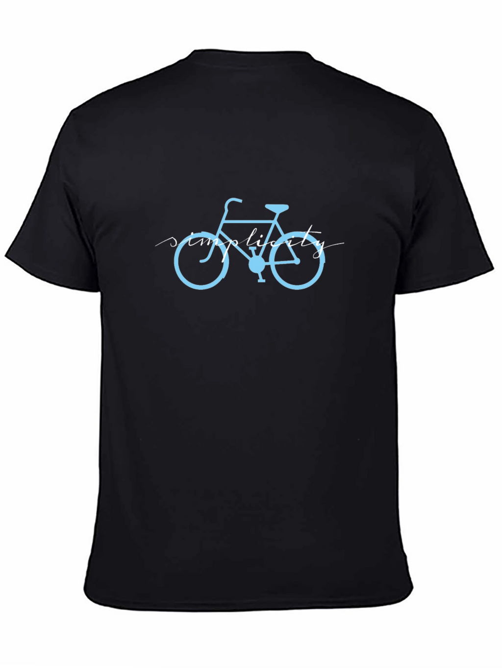 Mens Black T-Shirt with Light Blue Bike Graphic