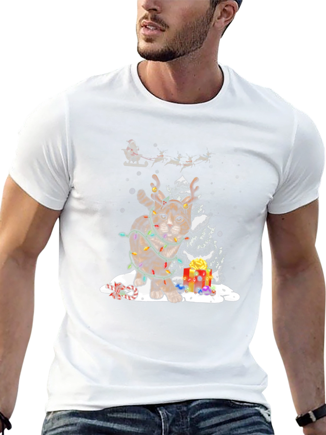 Festive Cat Christmas T-Shirt