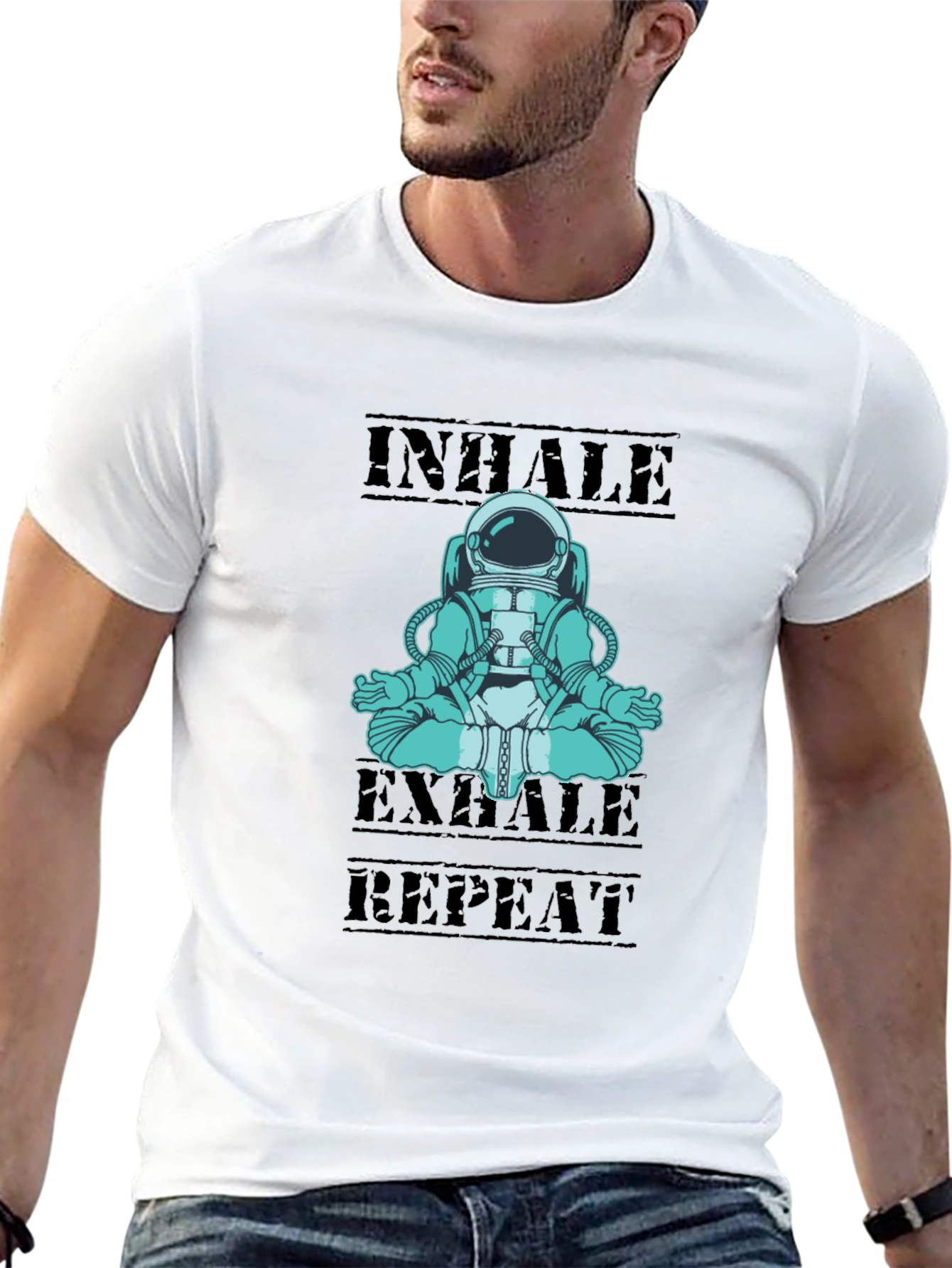 Astronaut Meditation T-Shirt - Inhale Exhale Repeat