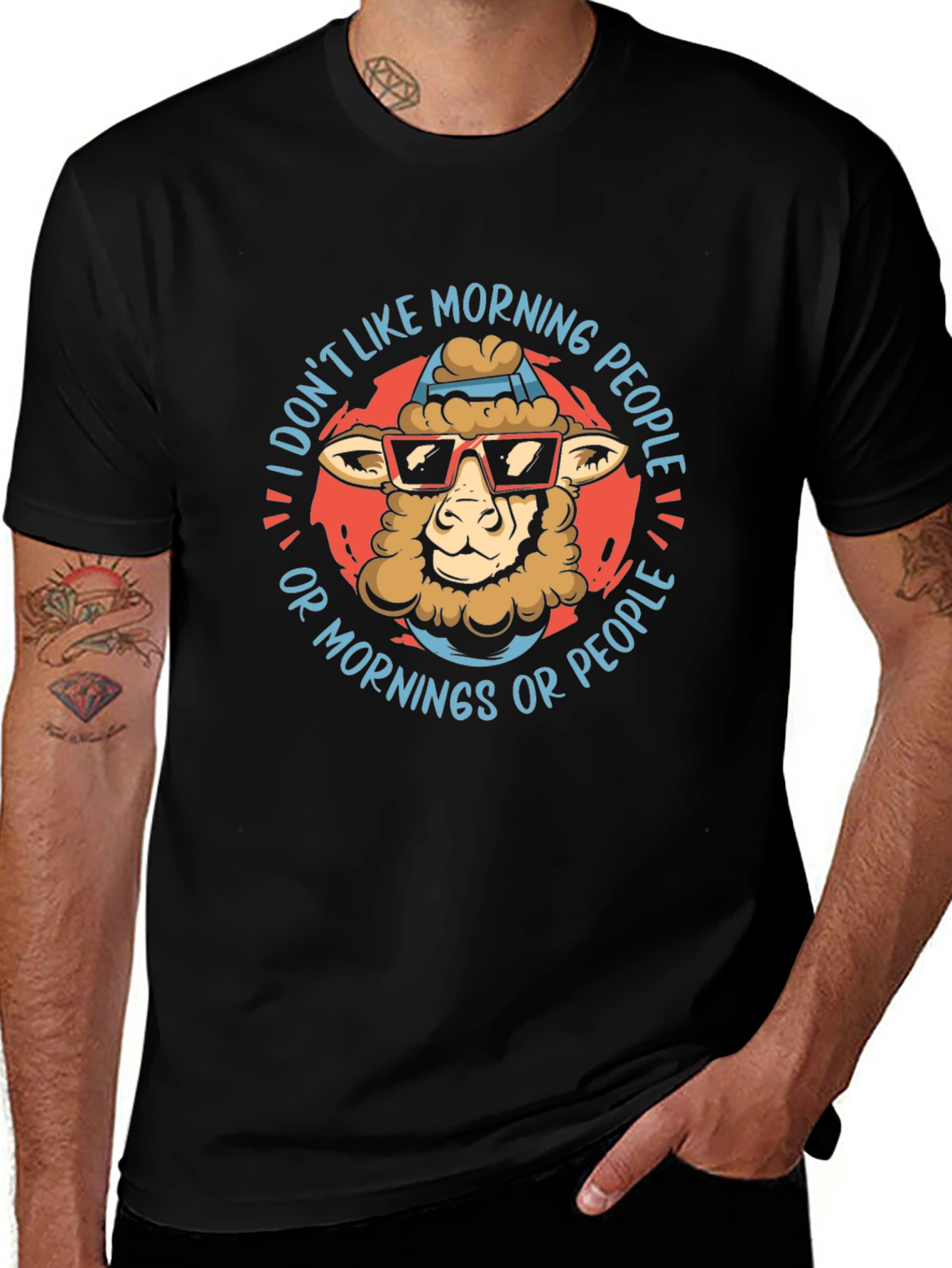 Funny Sheep T-Shirt: I Dont Like Morning People