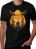 Geometric Rhino Graphic Tee - Black